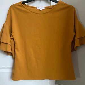 Mustard Blouse with Ruffle Sleeve
